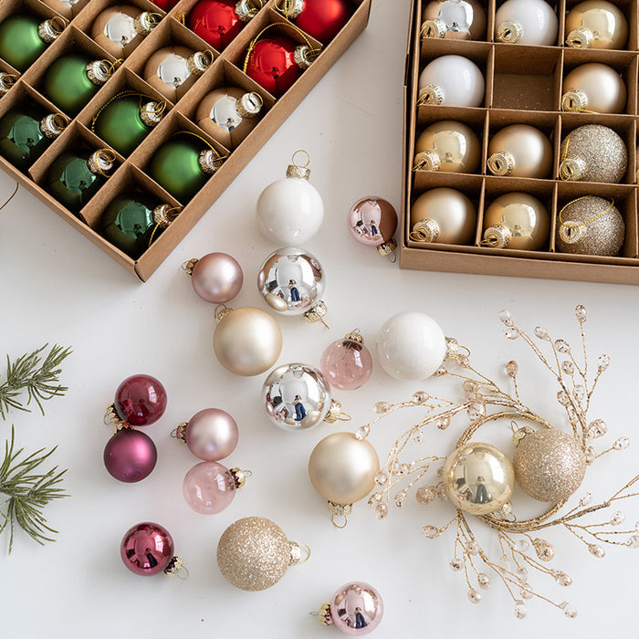 Bulk 25PCS/15PCS Glitter Glass Christmas Balls Set Hanging Ornaments for Christmas Tree Home Decor Wholesale