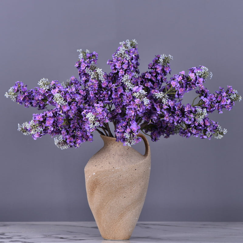 Tiges de lilas artificielles en vrac de 25,5 pouces au toucher réaliste, fleurs bleues et violettes, vente en gros