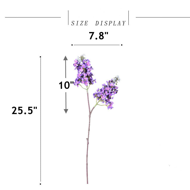 Tiges de lilas artificielles en vrac de 25,5 pouces au toucher réaliste, fleurs bleues et violettes, vente en gros