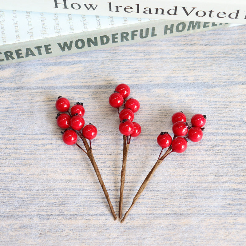 Lot de 5 tiges de baies artificielles en vrac pour sapin de Noël, pour loisirs créatifs, décoration d'intérieur, vente en gros