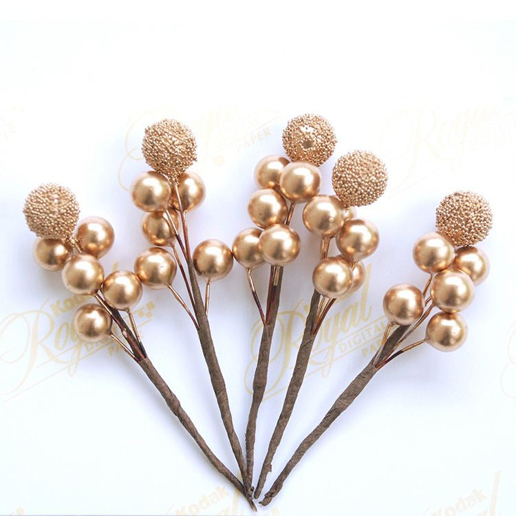 Lot de 5 tiges de baies artificielles en vrac pour sapin de Noël, pour loisirs créatifs, décoration d'intérieur, vente en gros