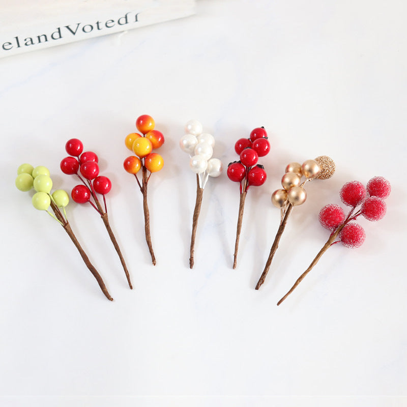 Lot de 5 tiges de baies artificielles en vrac pour sapin de Noël, pour loisirs créatifs, décoration d'intérieur, vente en gros