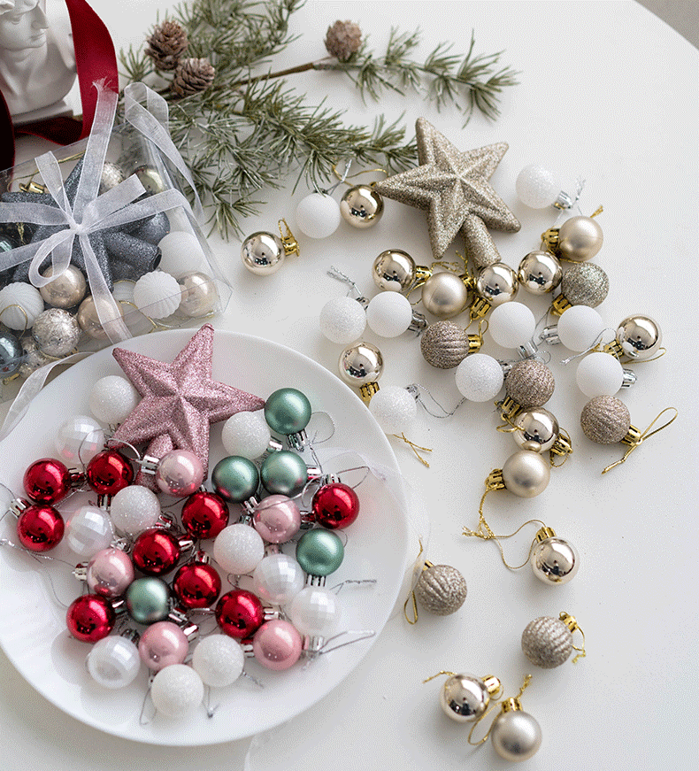 Bulk 30pcs Christmas Balls Set with Glitter Star Treetop Hanging Ornaments  Wholesale