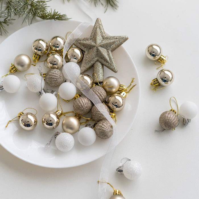 Bulk 30 PCS Christmas Balls Set with Glitter Star Treetop Hanging Ornaments for Christmas Tree Home Decor Wholesale
