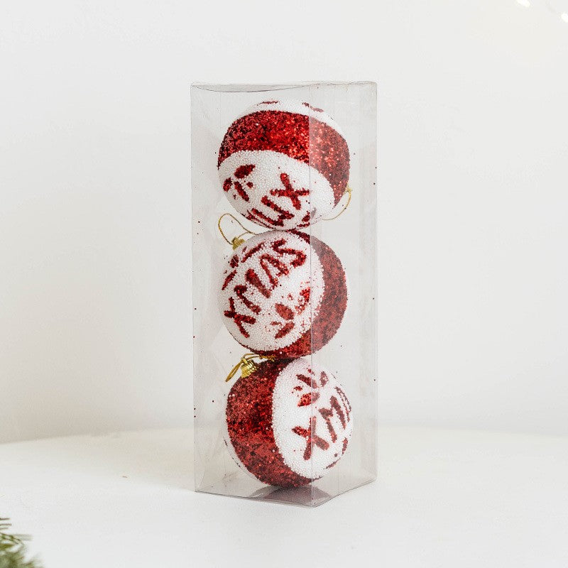 Bulk 3pcs Glitter XMAS Letter Snowflake Christmas Balls Ornaments Hanging Ornaments Wholesale