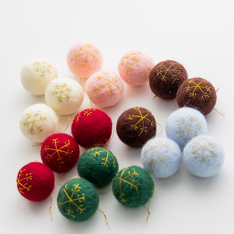 Bulk 3pcs Wool Felt Christmas Ball Pom Hanging Ornaments Wholesale