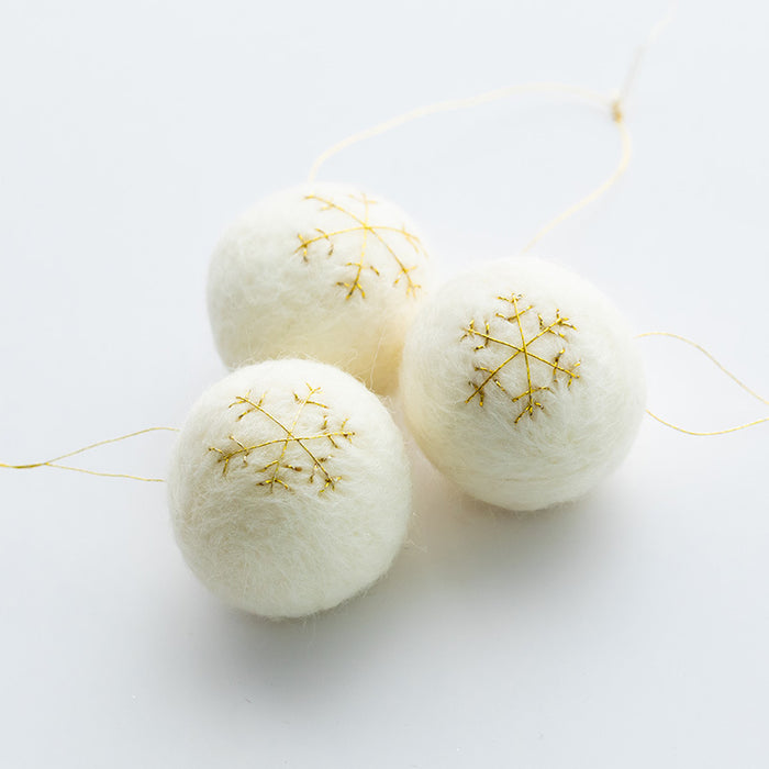 Bulk 3 PCS Snowflake Wool Felt Ball Pom Poms Hanging Ornaments for Christmas Tree Holiday Decor Wholesale