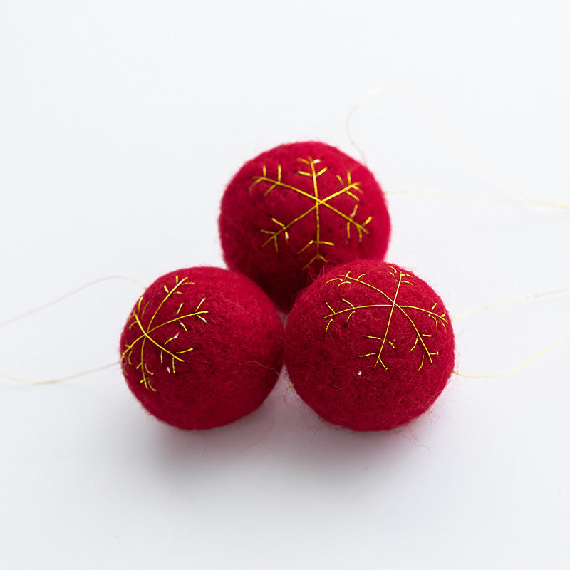 Bulk 3pcs Wool Felt Christmas Ball Pom Hanging Ornaments Wholesale