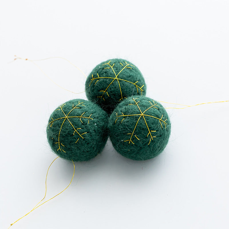 Bulk 3pcs Wool Felt Christmas Ball Pom Hanging Ornaments Wholesale