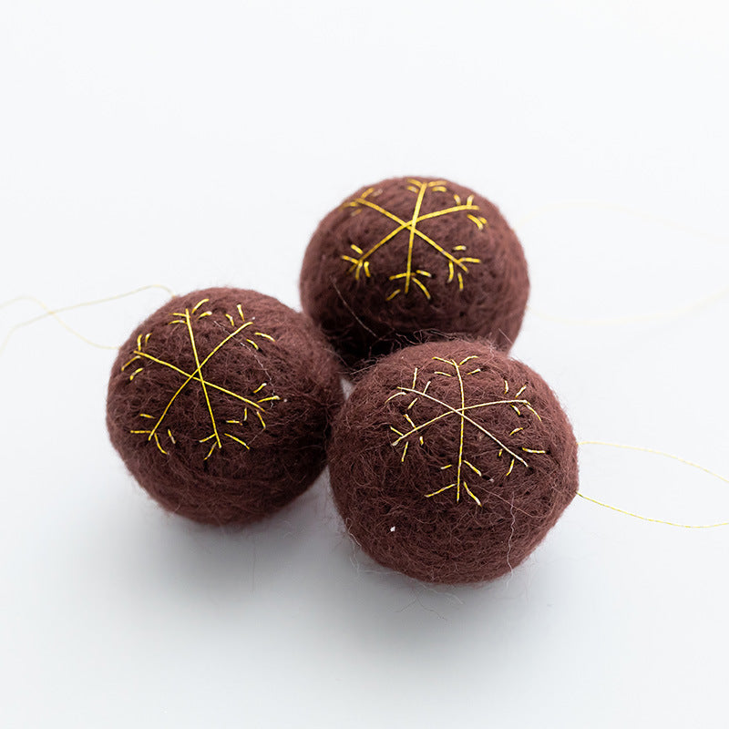 Bulk 3pcs Wool Felt Christmas Ball Pom Hanging Ornaments Wholesale
