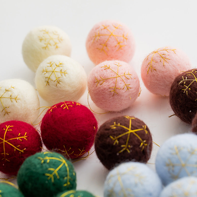 Bulk 3pcs Wool Felt Christmas Ball Pom Hanging Ornaments Wholesale