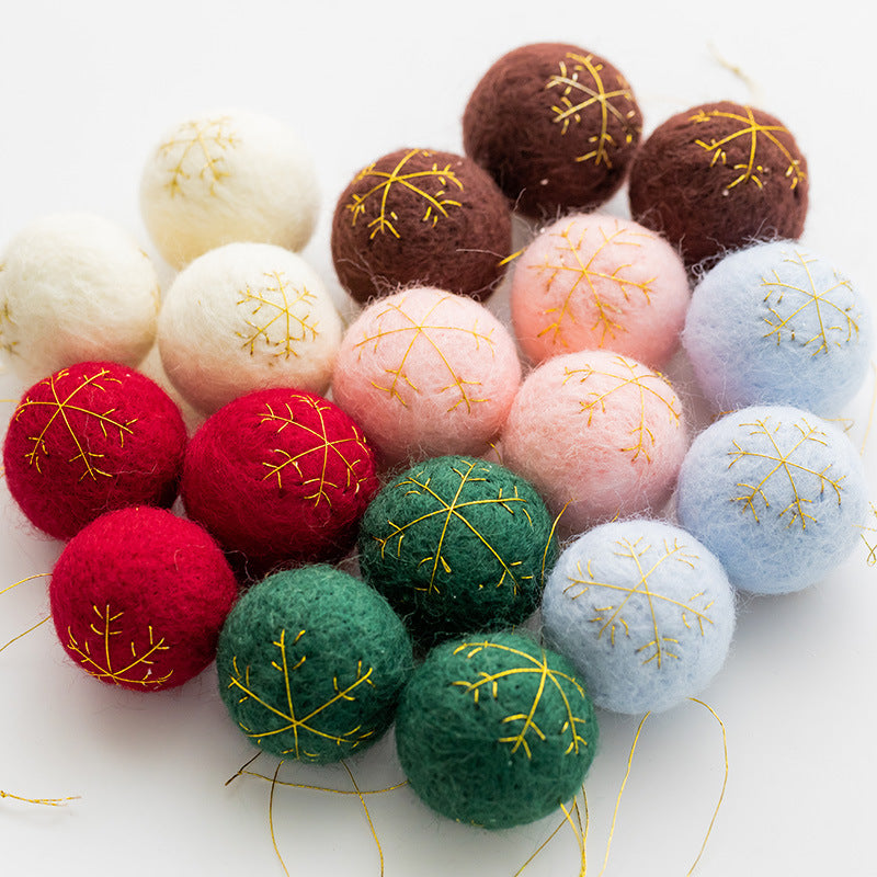 Bulk 3pcs Wool Felt Christmas Ball Pom Hanging Ornaments Wholesale