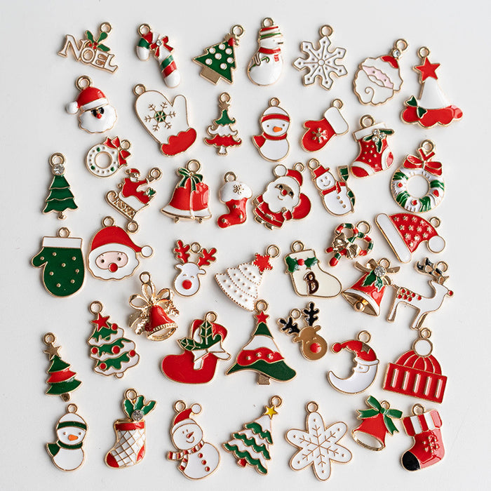Bulk 45PCS Santa Snowman Elf Pendant DIY Christmas Ornament Earring Necklace Keychain Accessories Wholesale