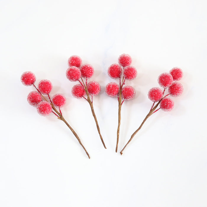 Pack of Artificial Christmas Holly Berry Stems Twigs Frosted Berry