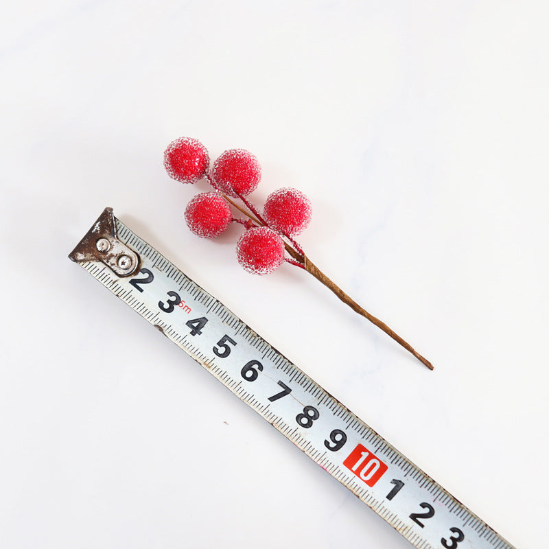 Lot de 5 tiges de baies rouges artificielles givrées pour couronne de Noël, bricolage, décoration de vacances, vente en gros