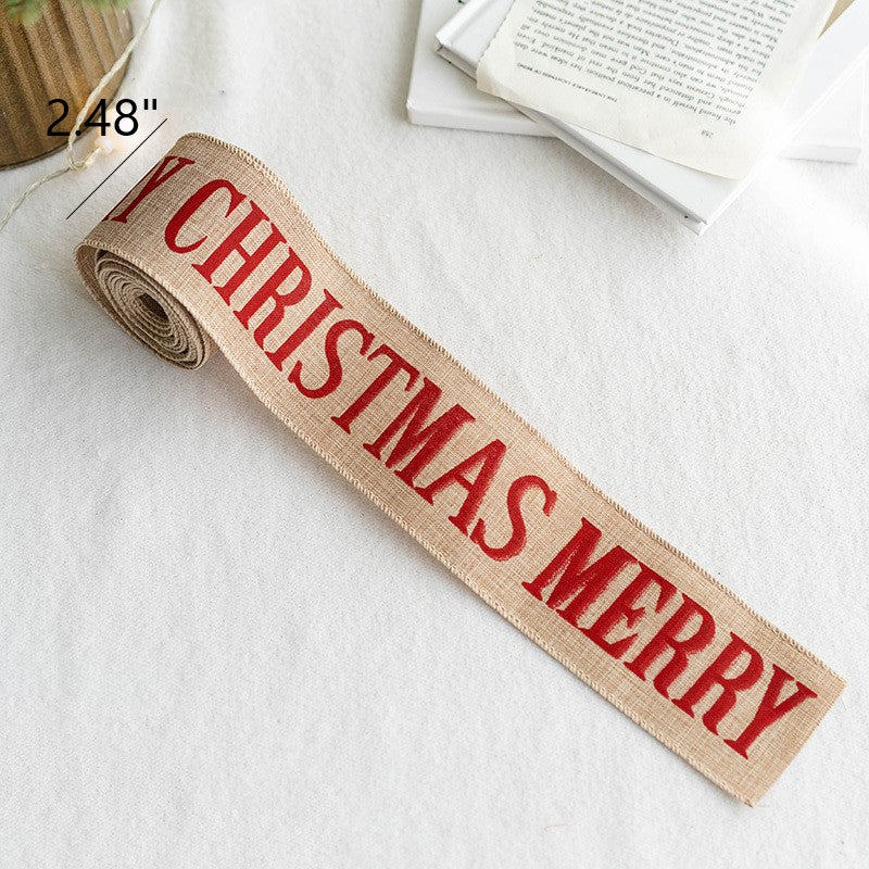 Ruban de Noël en lin en vrac de 5 mètres pour emballage de cadeaux, artisanat, bricolage, décorations de Noël, vente en gros