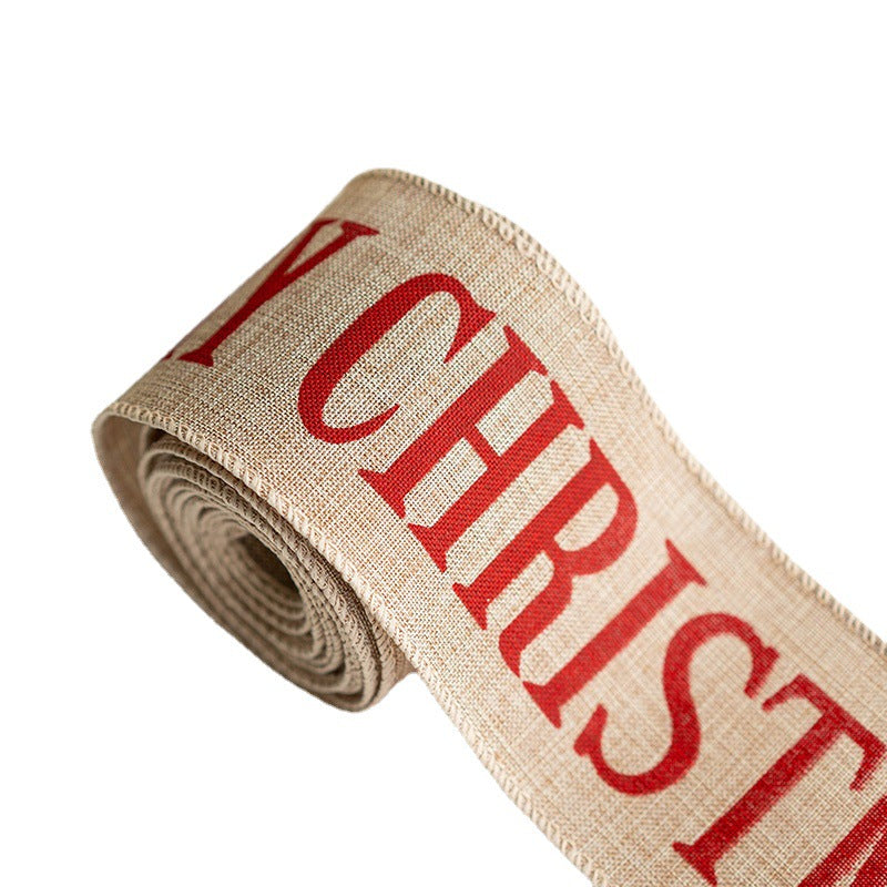 Ruban de Noël en lin en vrac de 5 mètres pour emballage de cadeaux, artisanat, bricolage, décorations de Noël, vente en gros