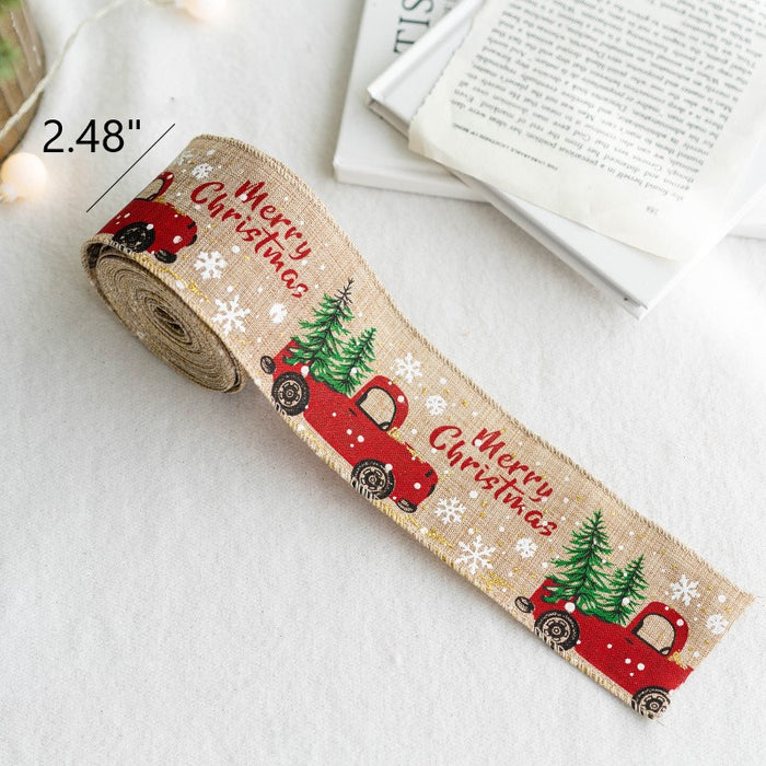 Bulk 5 Yards Linen Christmas Ribbon for Gift Wrapping Crafts DIY Holiday Xmas Decorations Wholesale