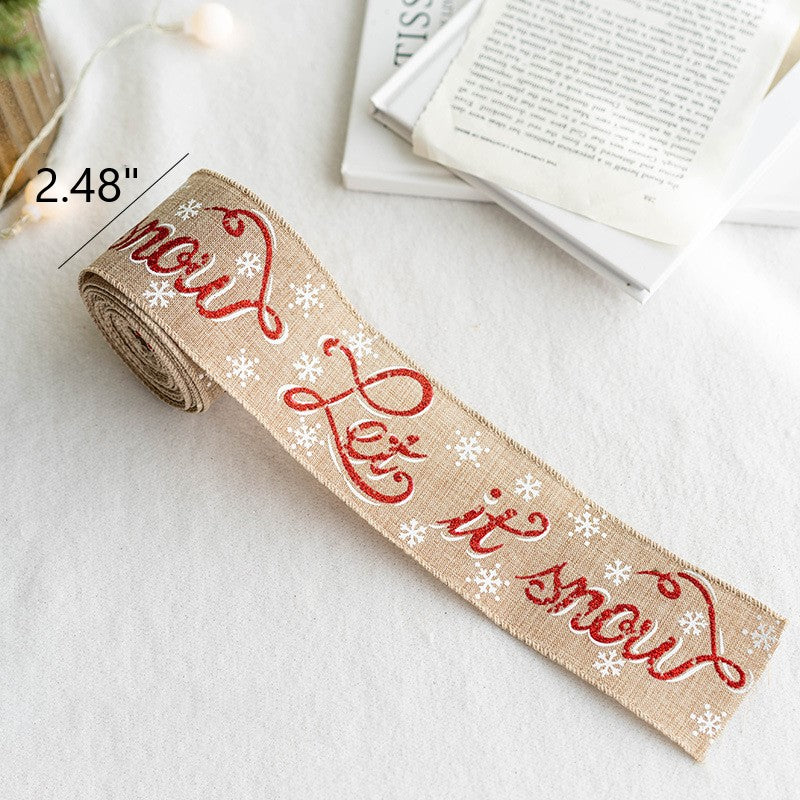 Ruban de Noël en lin en vrac de 5 mètres pour emballage de cadeaux, artisanat, bricolage, décorations de Noël, vente en gros