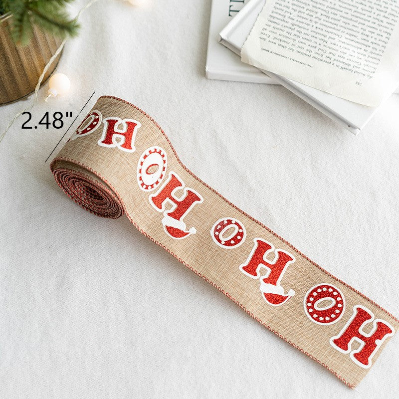 Ruban de Noël en lin en vrac de 5 mètres pour emballage de cadeaux, artisanat, bricolage, décorations de Noël, vente en gros