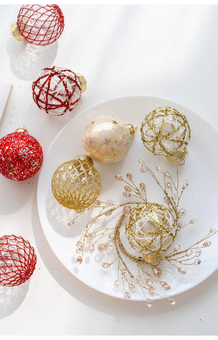 Bulk 6 PCS Glitter Christmas Balls Set Hanging Ornaments for Christmas Tree Home Decor Wholesale