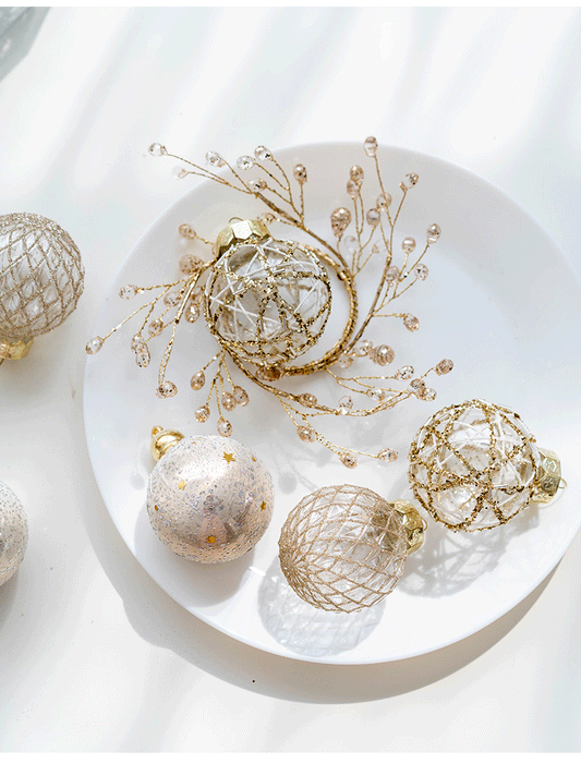 Bulk 6 PCS Glitter Christmas Balls Set Hanging Ornaments for Christmas Tree Home Decor Wholesale