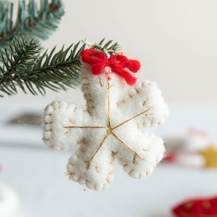 Bulk 6 PCS Snowflake Wool Felt Pendant Hanging Ornament Christmas Tree New Year Party Decorations Wholesale