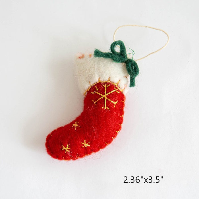 Bulk 6 PCS Snowflake Wool Felt Pendant Hanging Ornament Christmas Tree New Year Party Decorations Wholesale