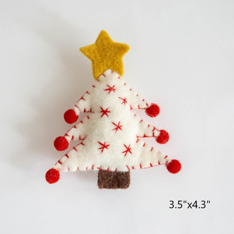 Lot de 6 pendentifs en feutre de laine en forme de flocon de neige à suspendre pour sapin de Noël, décorations de fête du Nouvel An, vente en gros