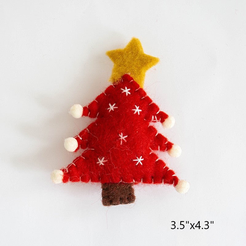 Lot de 6 pendentifs en feutre de laine en forme de flocon de neige à suspendre pour sapin de Noël, décorations de fête du Nouvel An, vente en gros