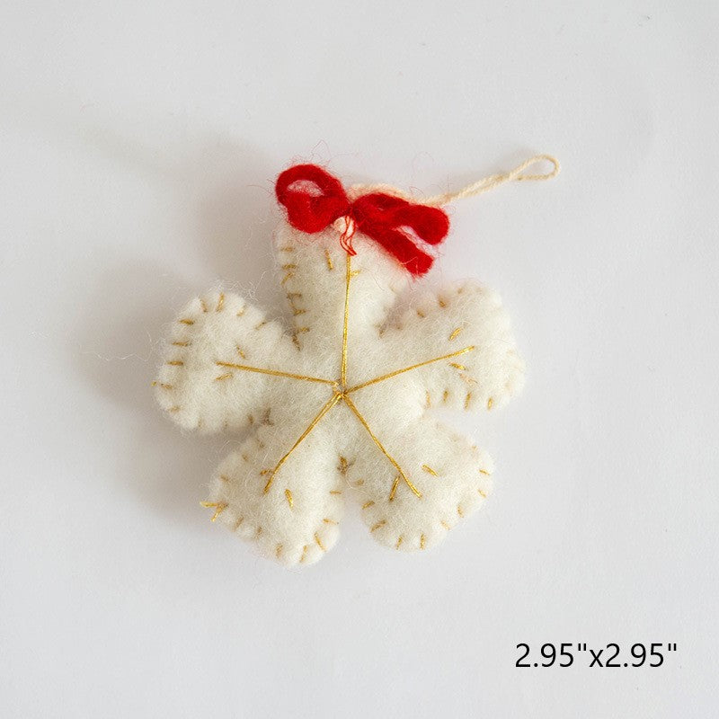 Lot de 6 pendentifs en feutre de laine en forme de flocon de neige à suspendre pour sapin de Noël, décorations de fête du Nouvel An, vente en gros