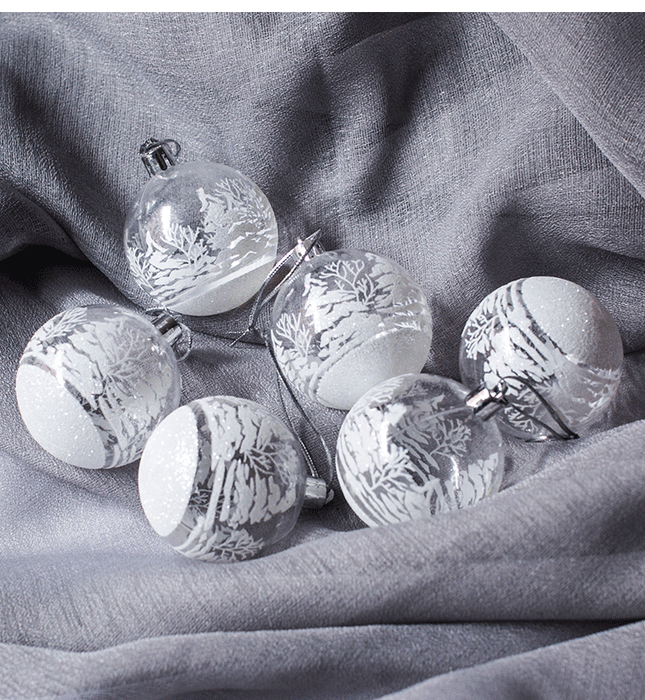 Bulk 6Pcs Clear Christmas Tree Ball Hanging Balls Art Pendant Holiday Ornaments Wholesale