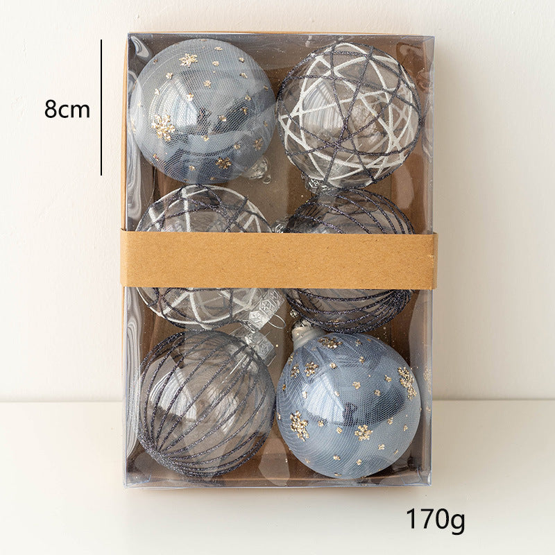 Bulk 6pcs Glitter Christmas Tree Ball Clear Ball Hanging Balls Holiday Ornaments Wholesale