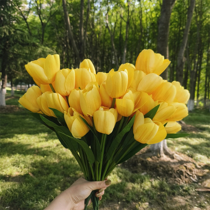 Bulk 4Pcs/8Pcs Large 17" Tulips Bush Shrub Flowers for Outdoors UV Resistant Artificial Plants Wholesale