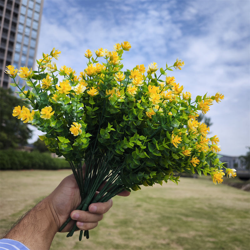 A granel 8 piezas de plantas verdes artificiales flores arbustos resistentes a los rayos UV para exteriores macetas colgantes caja de ventana porche delantero decoraciones de interior al por mayor