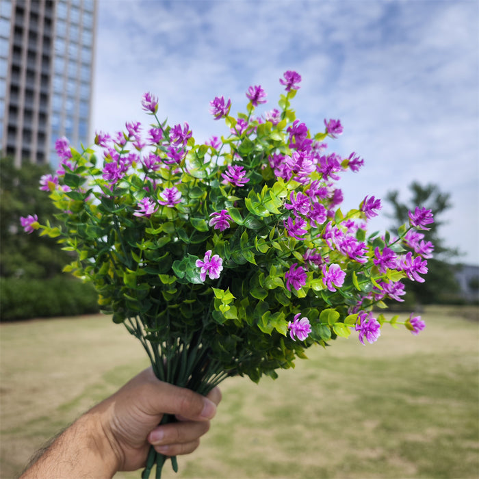 A granel 8 piezas de plantas verdes artificiales flores arbustos resistentes a los rayos UV para exteriores macetas colgantes caja de ventana porche delantero decoraciones de interior al por mayor