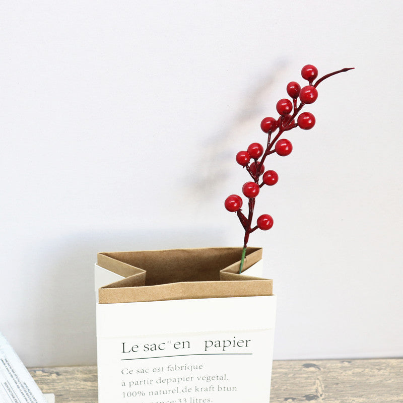 Tiges de baies rouges artificielles en vrac de 9,8 pouces, branches de Noël pour vase, décoration de maison de vacances, vente en gros