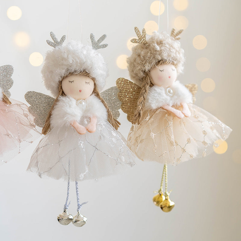 Bulk Antler Angel Doll Pendant Christmas Tree Hanging Ornaments Wedding New Year Party Decor Birthday Gifts Wholesale