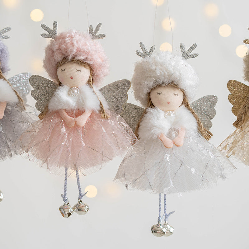 Bulk Antler Angel Doll Pendant Christmas Tree Hanging Ornaments Wedding New Year Party Decor Birthday Gifts Wholesale