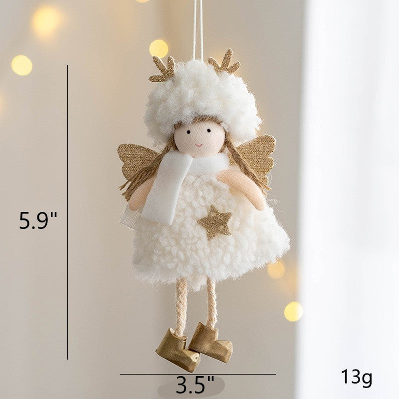 Bulk Antler Angel Doll Pendant Christmas Tree Hanging Ornaments Wedding New Year Party Decor Birthday Gifts Wholesale