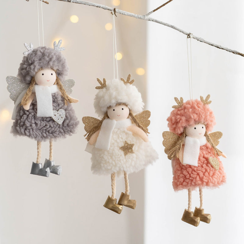 Bulk Antler Angel Doll Pendant Christmas Tree Hanging Ornaments Wedding New Year Party Decor Birthday Gifts Wholesale