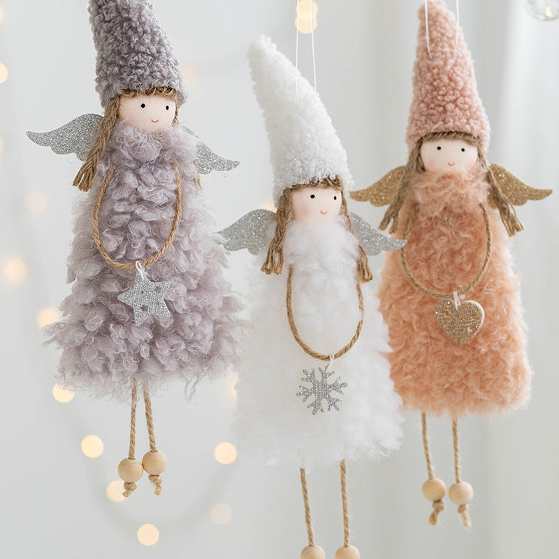Bulk Antler Angel Doll Pendant Christmas Tree Hanging Ornaments Wedding New Year Party Decor Birthday Gifts Wholesale
