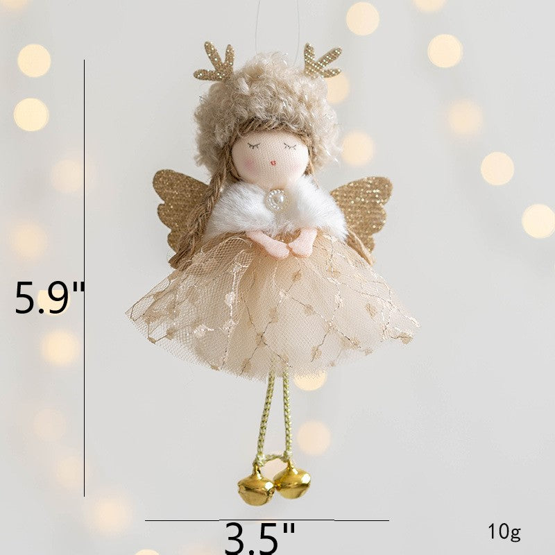 Bulk Antler Angel Doll Pendant Christmas Tree Hanging Ornaments Wedding New Year Party Decor Birthday Gifts Wholesale