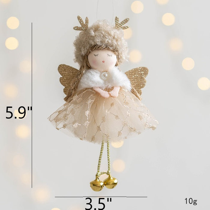 Bulk Antler Angel Doll Pendant Christmas Tree Hanging Ornaments Wedding New Year Party Decor Birthday Gifts Wholesale