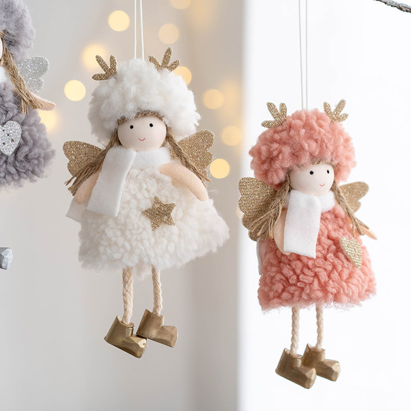 Bulk Antler Angel Doll Pendant Christmas Tree Hanging Ornaments Wedding New Year Party Decor Birthday Gifts Wholesale