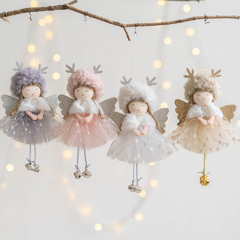 Bulk Antler Angel Doll Pendant Christmas Tree Hanging Ornaments Wedding New Year Party Decor Birthday Gifts Wholesale