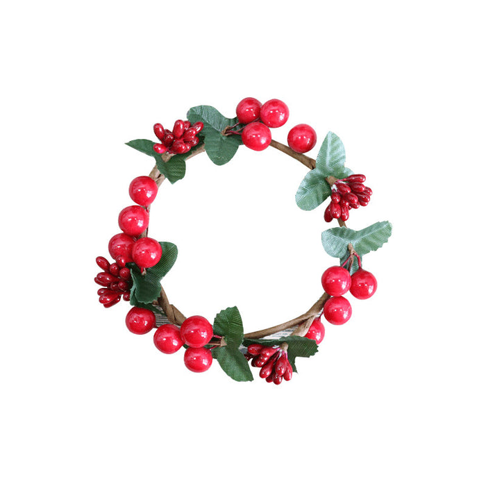 Corona de candelabro de mesa de frutas rojas de Navidad