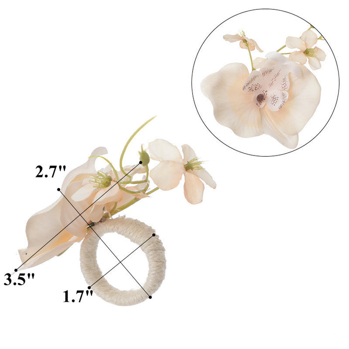 Bulk Artificial Orchid Silk Flowers Napkin Rings Wholesale