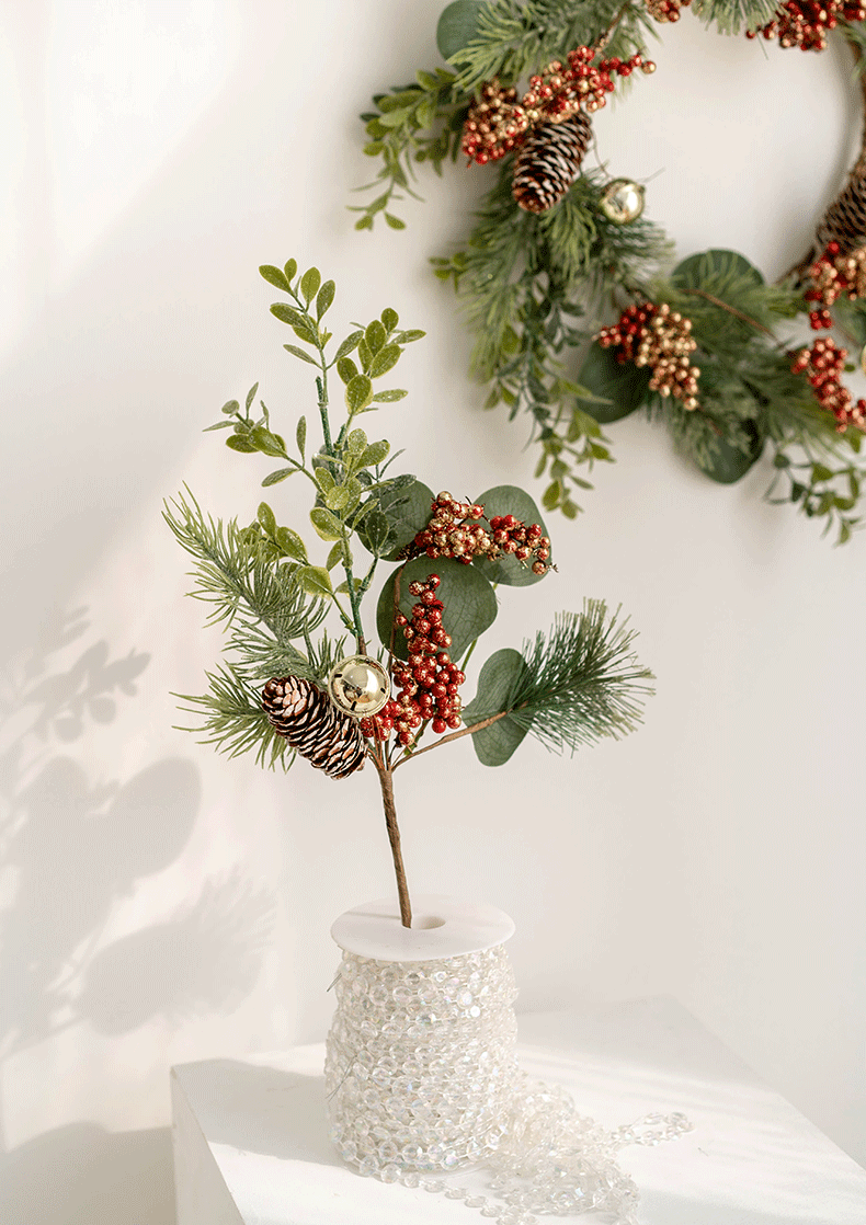 Bulk Artificial Christmas Picks Red Berry Pinecones Wreath Swags Hanging Vines Garland for Christmas Floral Arrangement Holiday Decor Wholesale