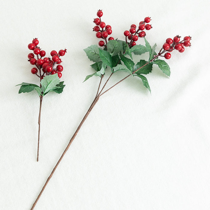 Bulk Artificial Christmas Red Berry Picks Holly Red Berries Branches Stems for Christmas Floral Arrangement Wholesale